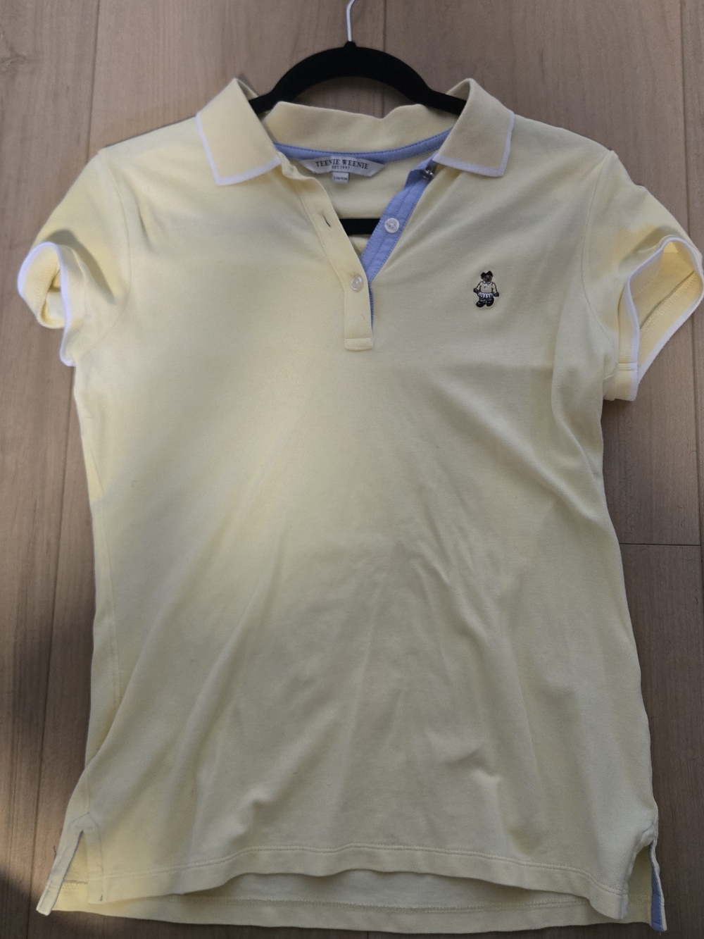 Teenie Weenie Pale Yellow Polo with Light Blue Placket and White Trim